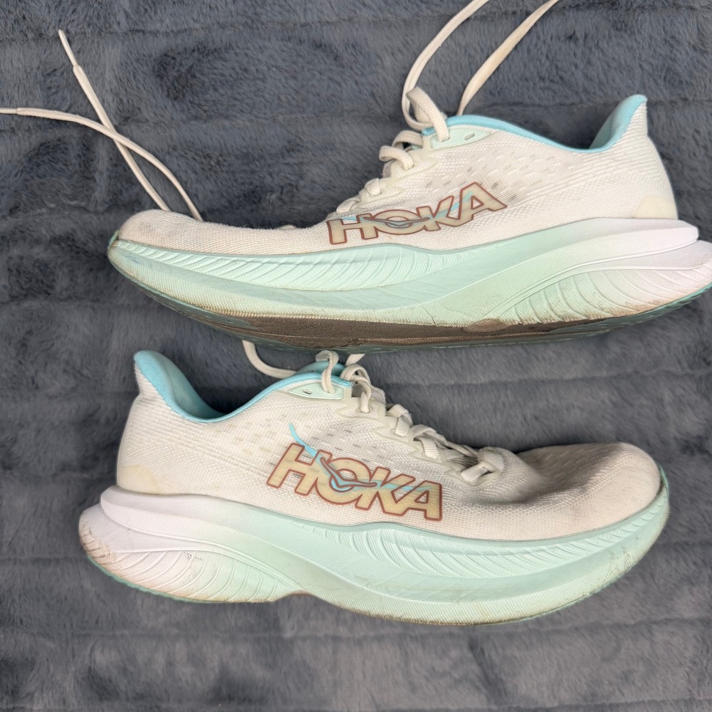 Hoka Mach 6 Womens Running Shoes White Egglit Blue 1147810 ETRS Size 8B
